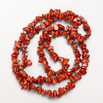 Red Jasper Beads natural stone chips on beading thread, diameter 8x3mm+-, length 80 cm +