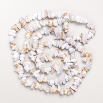 Blue Agate Beads - natural stone chips on fishing line, diameter 9x3 mm, length 80 cm +