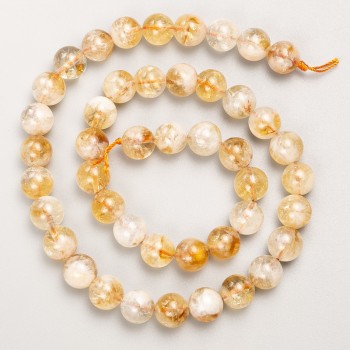 Citrine Beads, Natural Stone, Smooth Round Beads on Thread, 8.5mm Diameter, 38cm Length +/-