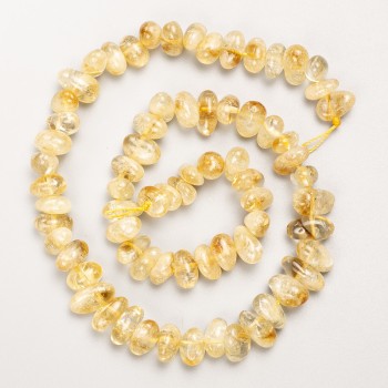 Citrine Beads, Natural Stone, Faceted, on Thread, 8x5 mm, Length 41 cm