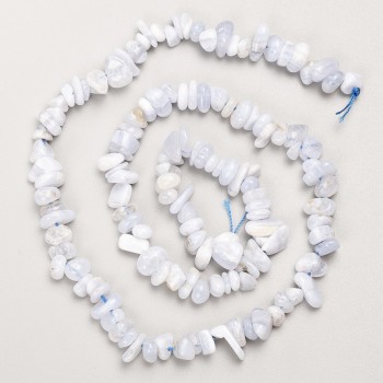 Blue Agate Beads natural stone chip on thread d 7x3mm+-, length 40 cm