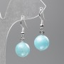 Earrings 'Aquamarine' (artificial acrylic) smooth bead, 12.5 mm diameter, 3.5 cm long