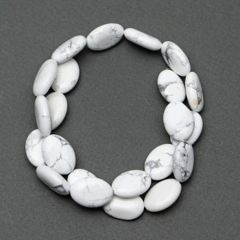 Kaholong Beads, natural stone, oval, 13×18×6 mm, length 40 cm on a beading thread