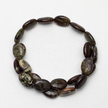 Picasso Jasper Beads, natural stone, oval, 13×18×6 mm, 40 cm length on a beading thread