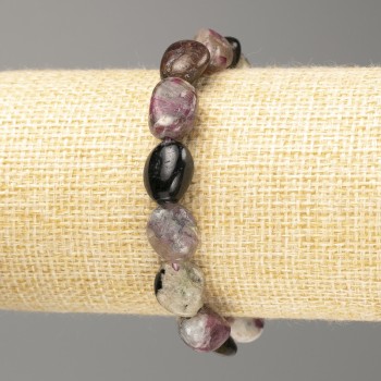 Faceted Tourmaline Bracelet with Natural Stone, 10x14 mm diameter, 18 cm length (stretch)