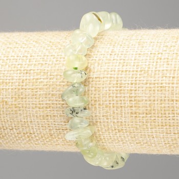 Bracelet with Prehnite natural stone, Faceted beads, Diameter 11×5 mm (±), Length 18 cm (Stretch)