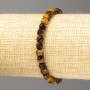 Tiger's Eye Bracelet, Natural Stone, Faceted Cube 5×5 mm, Length 18 cm (Stretch)