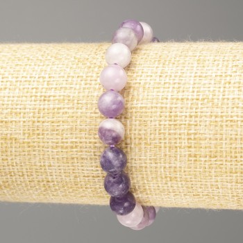Bracelet Lepidolite (artificial acrylic) smooth beads, 8 mm diameter ±, length 18 cm (stretch)