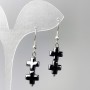 Hematite Cross Earrings, diameter 10×21 mm, length 43 mm