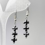 Earrings 'Hematite Crosses', diameter 8×26 mm, length 45 mm