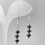 Hematite Cross Earrings, 6×20 mm, overall length 41 mm