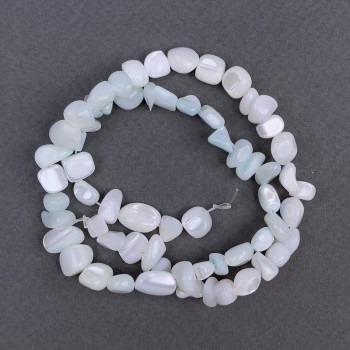 Mother-of-Pearl Faceted Beads, 8×6 mm, 41 cm length on a beading thread