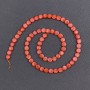 Orange natural coral coin beads, 6x3 mm, length 40 cm on thread