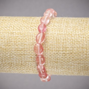 Браслет на гумці натуральний камінь Халцедон гладкий овал, діаметр 10х8мм+-, довжина 18см+