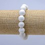 Elastic bracelet with White Agate — smooth beads, 12 mm diameter, 18 cm length