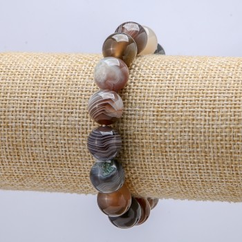 Stretch bracelet made of Botswana agate, 12 mm beads, 18 cm circumference