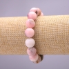Pink Opal Natural Stone Bracelet — smooth beads, 10 mm diameter, elastic band, 18 cm circumference