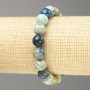 Chrysocolla and Lazurite Bracelet, smooth bead, natural stone, 10 mm diameter ±, 18 cm length (stretch)