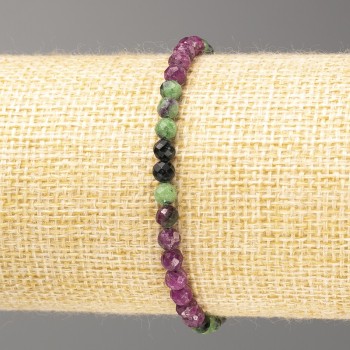 Bracelet made of natural zoisite, faceted bead, 4mm diameter, 18cm length (stretch)