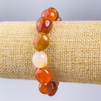 Bracelet with natural carnelian, faceted beads, diameter 14×12 mm, length 18 cm (stretch)
