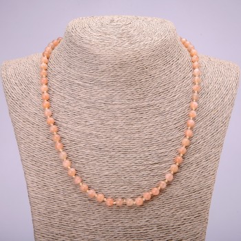 Намисто з натурального каменю Селеніт гладка кулька, діаметр 6(+-)мм, довжина 48см