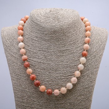 Necklace of artificial selenite, smooth beads 10 mm, 46 cm long
