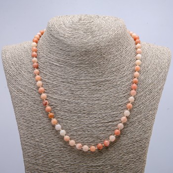 Necklace of synthetic selenite with smooth beads, 6 mm diameter, 46 cm+