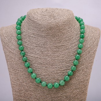 Necklace of natural nephrite stone, smooth bead, 10mm diameter, 45 cm length +