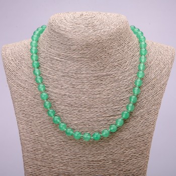 Nephrite Necklace with Smooth Beads, 8mm Diameter, 48cm Length