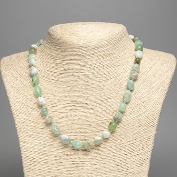 Chrysoprase natural gemstone necklace, tumbled beads, 8×10 mm diameter, length 50 cm+