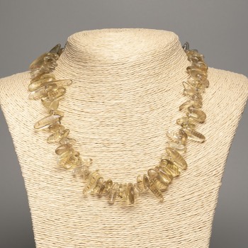 Necklace of natural gemstone wine quartz chip 'Needle', diameter 20x7mm, length 48cm +