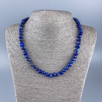 Natural stone lapis lazuli rondelle necklace, diameter 8x6 mm +/-, length 48 cm