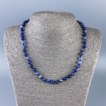 Natural sodalite necklace with smooth beads, 6.5 mm diameter, 48 cm long