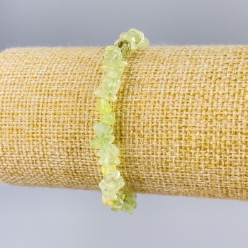 Prehnite bracelet, natural stone chip, 9x4 mm diameter, 18 cm length (stretch)