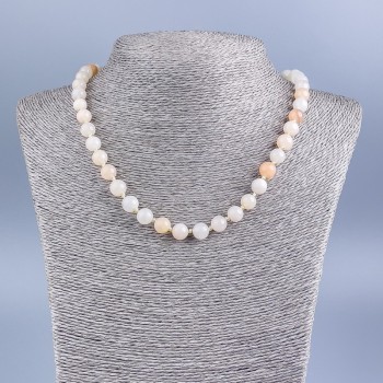 Selenite Necklace (Synthetic Acrylic) Smooth Beads, 8 mm Diameter, 50 cm Length ±