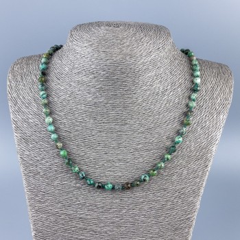 Chrysocolla and Lazurite Necklace, 6 mm faceted beads, 52 cm length +