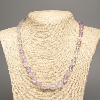 Faceted amethyst necklace made from natural gemstone, bead diameter 11×7 mm +/-, length 48 cm +
