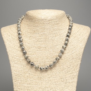 Necklace Dalmatian Jasper (Synthetic Acrylic) Smooth Beads, 8.5 mm Diameter, 50 cm Length