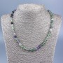 Fluorite natural stone necklace with smooth beads, 6.5 mm diameter, 52 cm length
