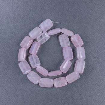 Beads Pink Quartz Natural Stone, Rectangle, 13×18×6 mm, 5 mm +/-, length 40 cm +/- on thread