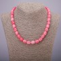 Necklace made of synthetic rhodonite, barrel-shaped beads, 9×11 mm, length 45 cm