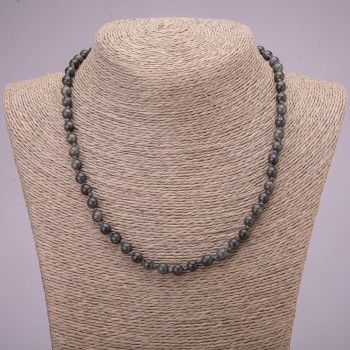 Necklace of natural labradorite stone, smooth beads, diameter 6(±)mm, length 45 cm