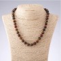 Beaded necklace of Tiger's Eye, Bull's Eye, and Hawk's Eye – smooth beads, 8 mm diameter, 48 cm length