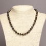 Natural hawk's eye stone necklace with smooth 8 mm beads, length 45 cm