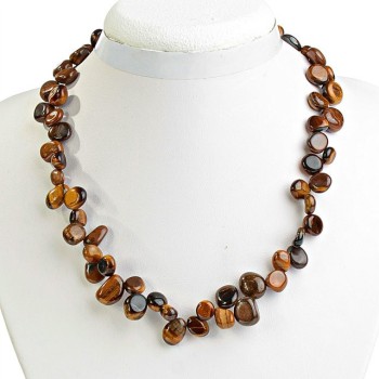 Necklace Tiger's Eye Butterfly 8-20mm, length 46cm