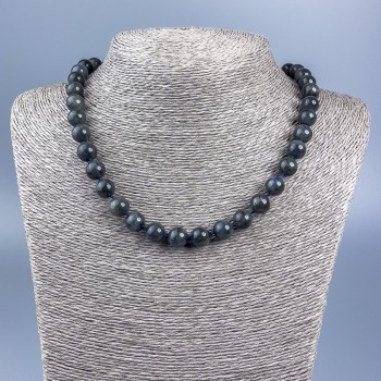 Natural Labradorite Necklace with Smooth Beads, 10 mm Diameter ±, Length 46 cm