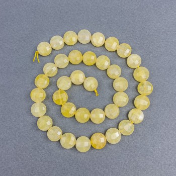 Citrine Beads, natural stone, faceted coin-shaped, diameter 10×6.5 mm, 5 mm ± on thread, length 39 cm ±