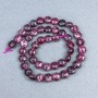 Tourmaline Rubellite Beads, Natural Stone, Faceted Coin Beads, Diameter 8x5 mm, on Thread, Length 37 cm
