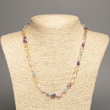 Bead Necklace of Natural Stones - Assorted Faceting, Diameter 10x7 mm ±, Length 49 cm ±