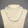 Natural Larimar stone necklace with smooth beads, 10 mm diameter, 45 cm length